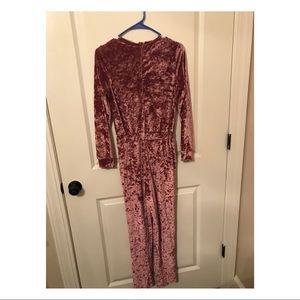 Crushed Pink Velvet Jumpsuit